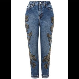 Topshop beaded Moto MOM denim jeans 28 d 30